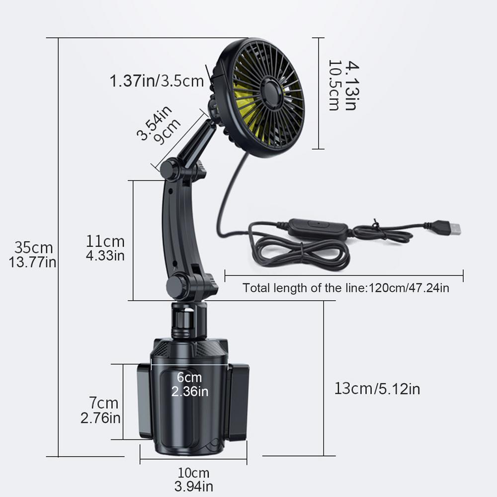 

Автомобильный держатель для стакана, охлаждающий вентилятор, портативный автомобильный вентилятор с одной/двумя головками, зарядка через USB, автомобильный охладитель с 3 скоростями, регулируемый для салона автомобиля