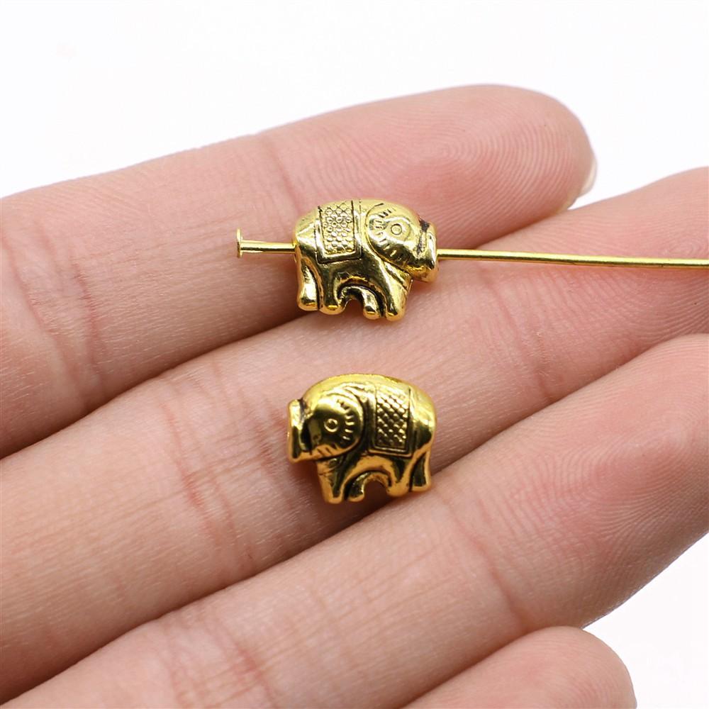 10pcs Ganesha Beads Elephant Beads For Jewelry Making Antique Gold Color Bronze Silver Color Pendants DIY Crafts Making Findings