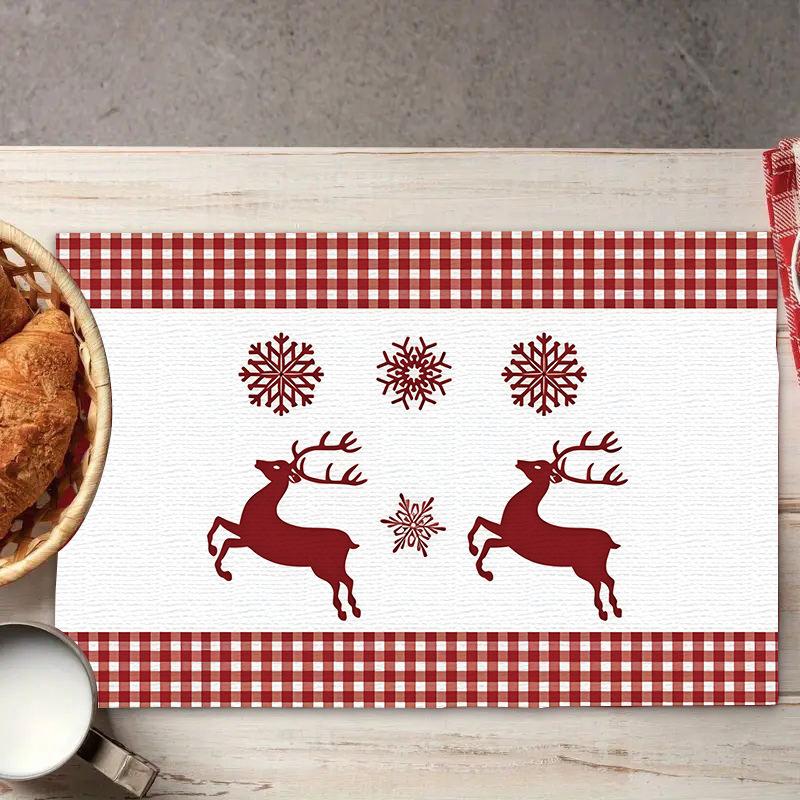 

Рождественские подставки под тарелки с рисунком елки, настольные коврики, термостойкие льняные подставки под тарелки для обеденного стола и кухонного декора для праздничных трапез, встреч, вечеринок 30*40CM