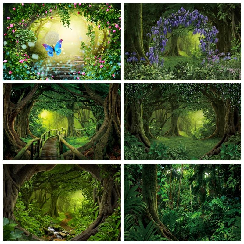 Tropical Forest Jungle Photography Backdrop Rainforest Green Leaves Natural Adventure Camping Birthday Photo Background Props16