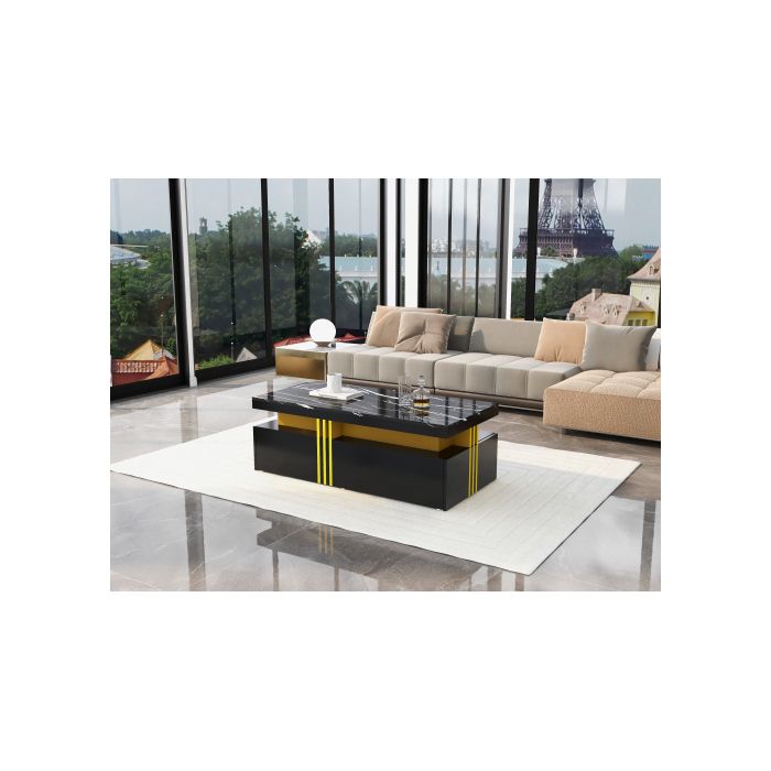 Ensemble Mural TV Noir, Ensemble Mural TV Pour Le Salon, Table Basse + Support TV, Ensemble Armoire Multifonctionnel