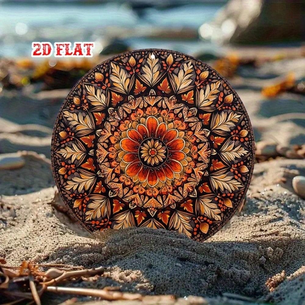 

Vintage Metal Floral Mandala Wall Art Decor Orange Dark Background Farmhouse Sign 20x20 разноцветный