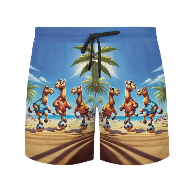 Funny Camel Pattern Hawaiian Beach Shorts Men Cool Cute 3d Printing Animal Swimming Trunks Oversized Summer Street Short Pants