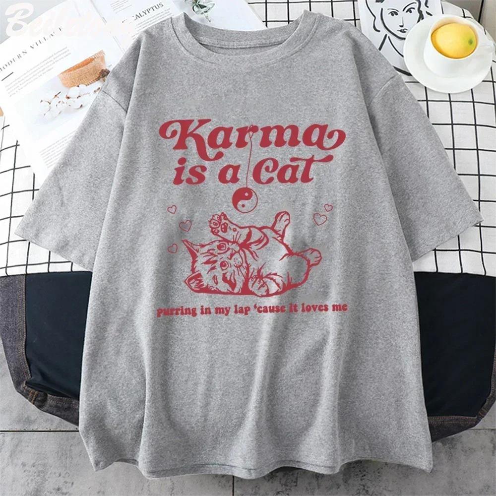 Karma Is A Cat 2024 Taylor Midnights Album Tshirt Short Tee Shirt Meet Me At Midnight Tops Camisetas Unisex Dropshipping