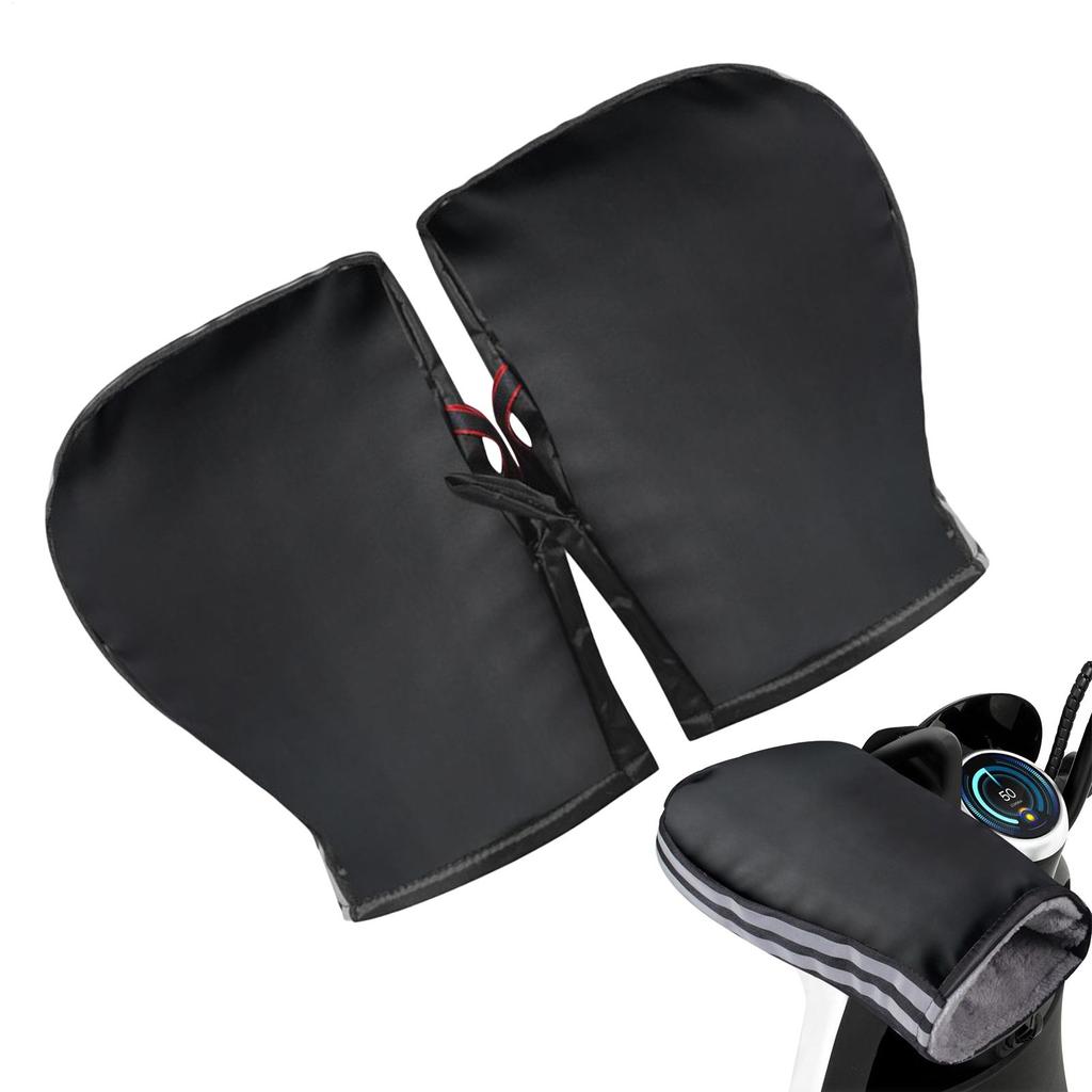 Motorcycle Handlebar Gloves Warm Waterproof Windproof Muffs with Reflective Strips Motorcycle Handlebar Muffs for Road Commuting