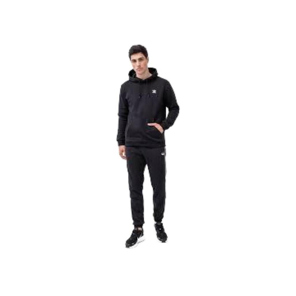 Adidas Originals Essentials Solid Logo Fleece Hoodie, Men Black Soft Fleece Fabric Long Sleeve Daily Streetwear Casual Sports Tops H34652