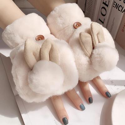 Guanti in Pile Cartoni Animati Carini Stile Coreano - Peluche Spesso per Ciclismo Invernale e Tempo Freddo