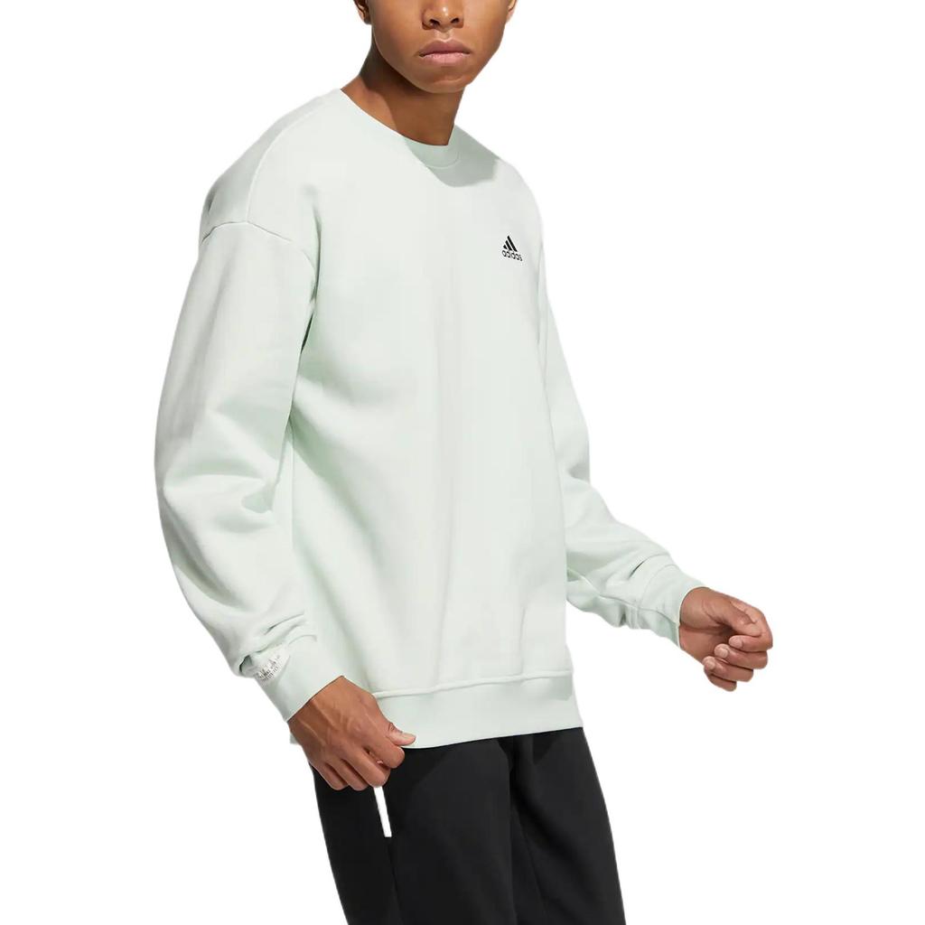 Adidas Solid Color Logo Print Pullover Long Sleeve Sweatshirt Unisex Tops Light-Green IB2714