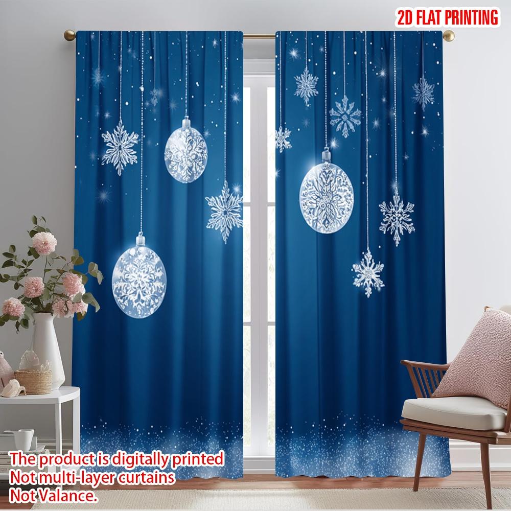 

2pcs,2D plane printing Creative Curtains White Snowflake Durable Polyester (without rod) Decorations Outdoor Perfect for 52.50×116.00 CM 2pcs