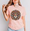 Mandala Lion Face Shirt, Colorful Animal Art Apparel for Art Lovers, Spiritual Growth Tee, Bold Lion Design for Daily Wear