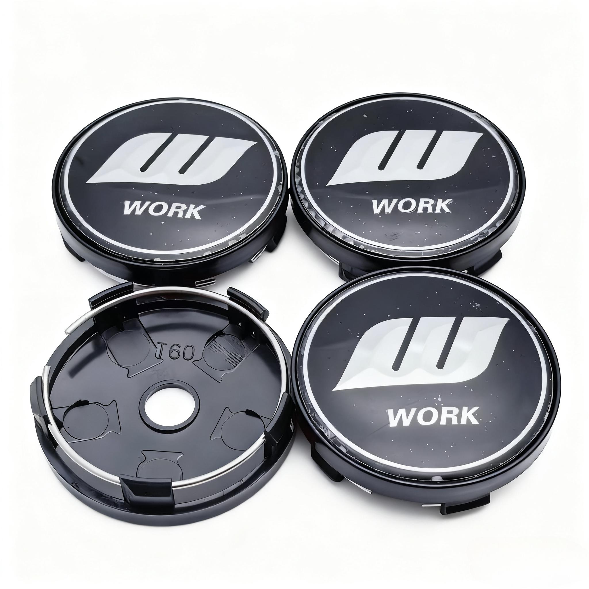 

4pcs JDM W Work Logo Emblem Badge Car Wheel Center Caps 60MM 56MM Wheel Hub Cap Rim Hubcaps Dust Cover Replace Car Accessories W Work Badge&4pcs T60 Wheel Cap