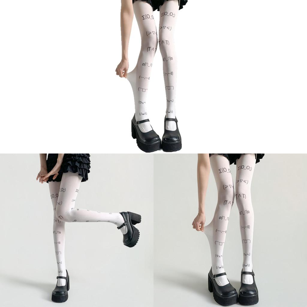 Cute Face Emoji Pattern Stockings For Girls And Women