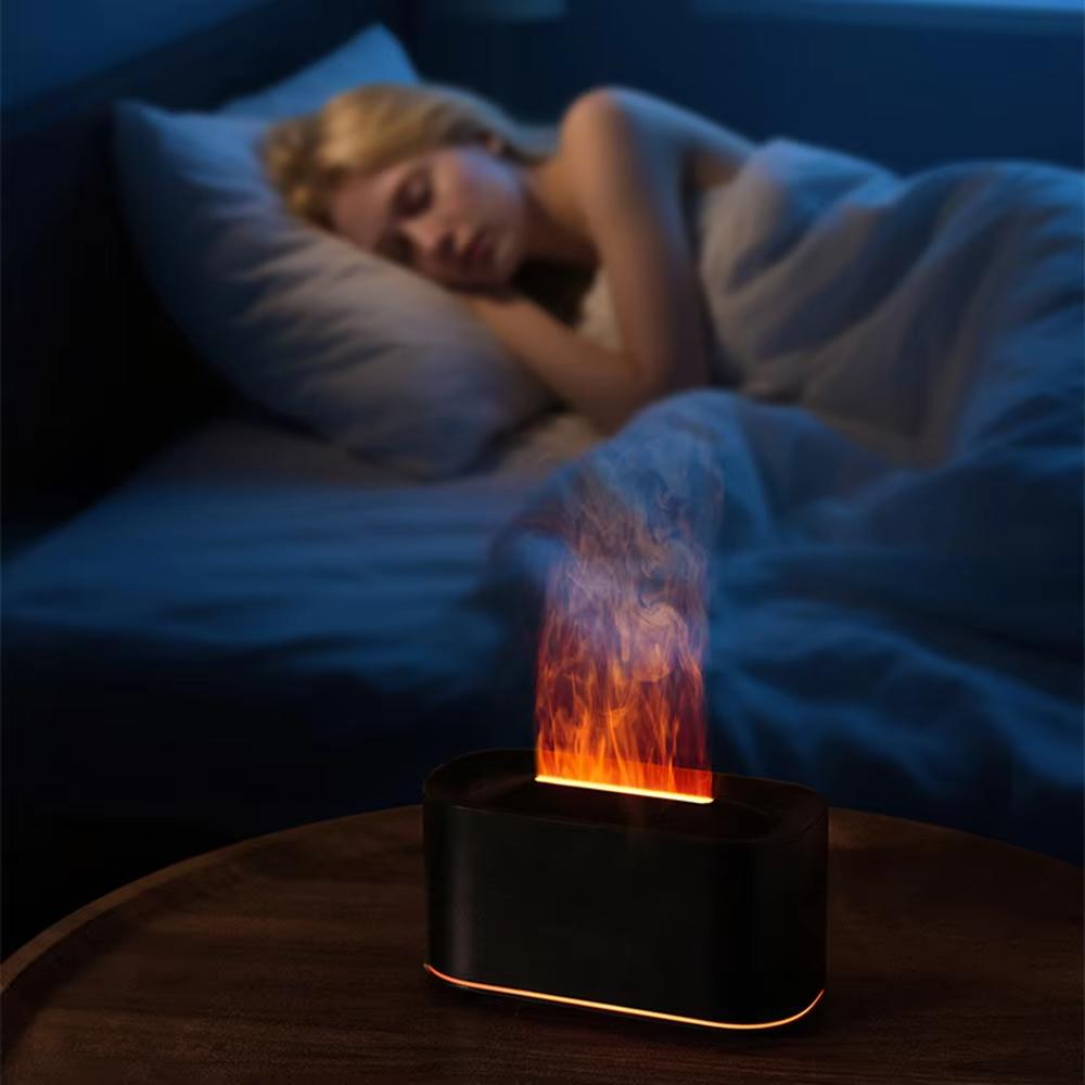 Silent Cool Mist Flame Aroma Diffuser 7 Colour Lights Essential Oil Humidifier Auto Off for Home Bedroom Fragrance Diffusion
