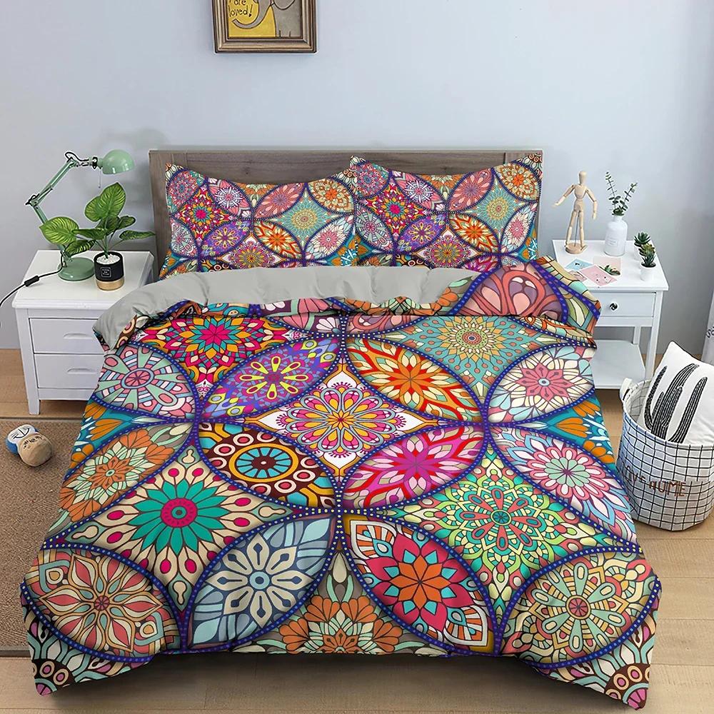 Mandala Pattern Bedding Set Floral Flower Duvet Cover Set Luxury Cozy Quilt Cover For Bedroom King Full Twin Bedclothes 2/3Pcs