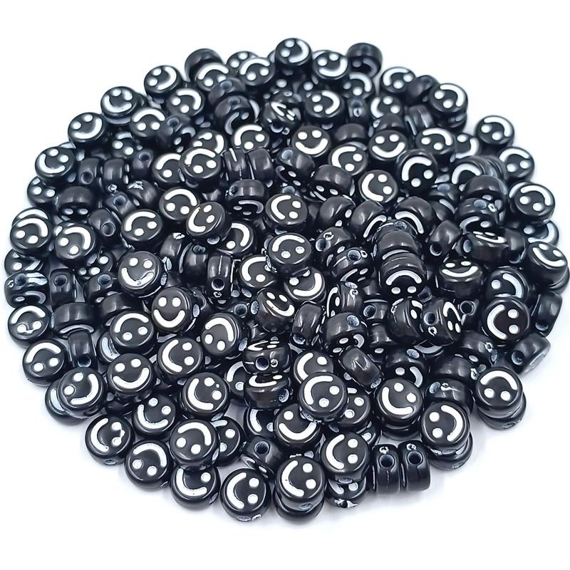High Quality Round Flat Smile Creative 50Pcs 7mm Fashion for Earrings Necklace Making Mixed Color DIY Jewelry Accessories Loose Beads