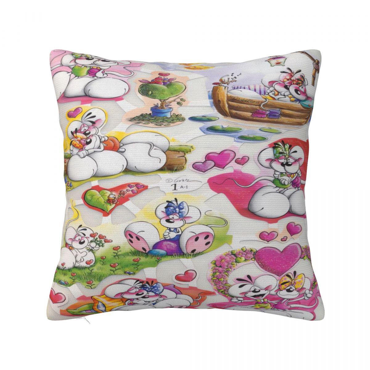 Милая мультяшная наволочка Diddl Diddlina Забавная наволочка для дивана, спальни, домашнего декора Чехол для подушки Мягкие наволочки Подарок 30cmx30cm