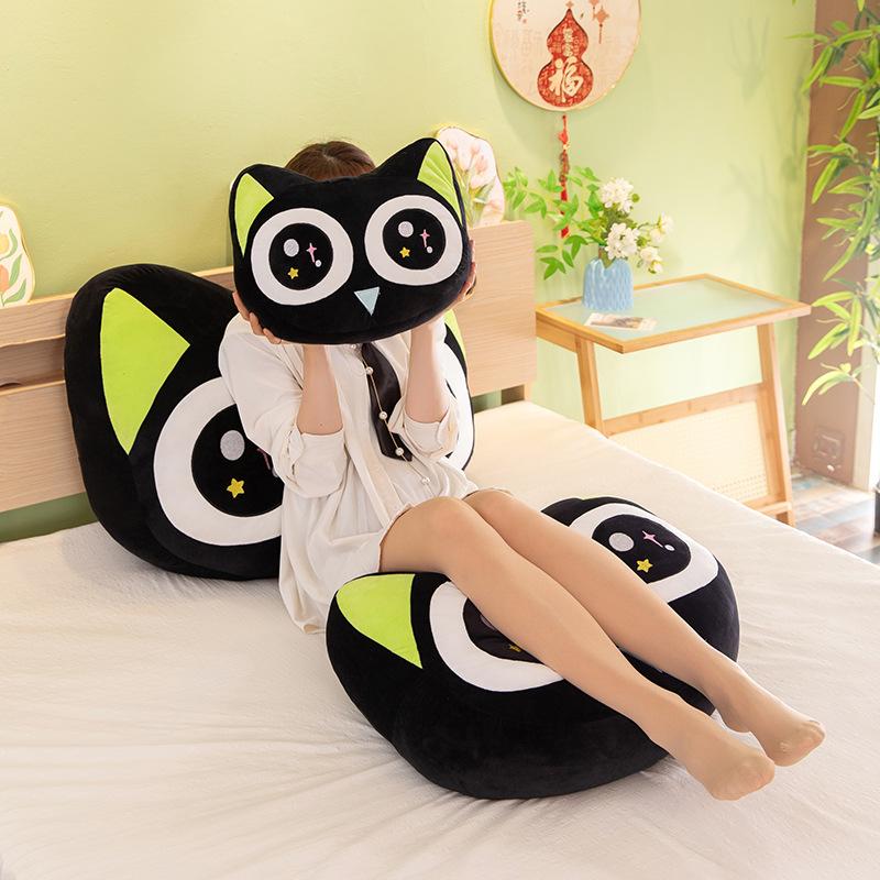 Luo Xiaohei throw pillow cat plush toy big-eyed cat doll cute cat throw pillow Valentine's Day birthday gift