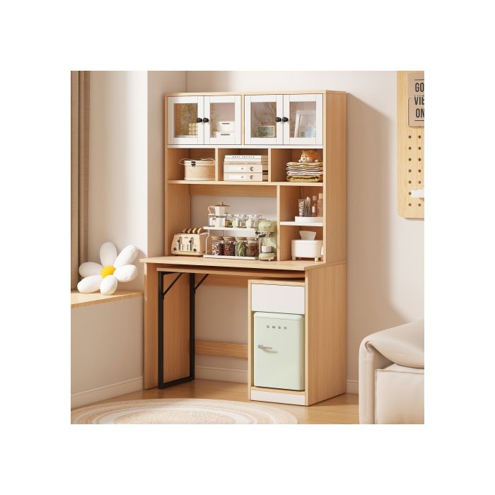 Schreibtischschrank - Naturweiß - 180 cm - Vielseitiger Stauraum - Acryltüren