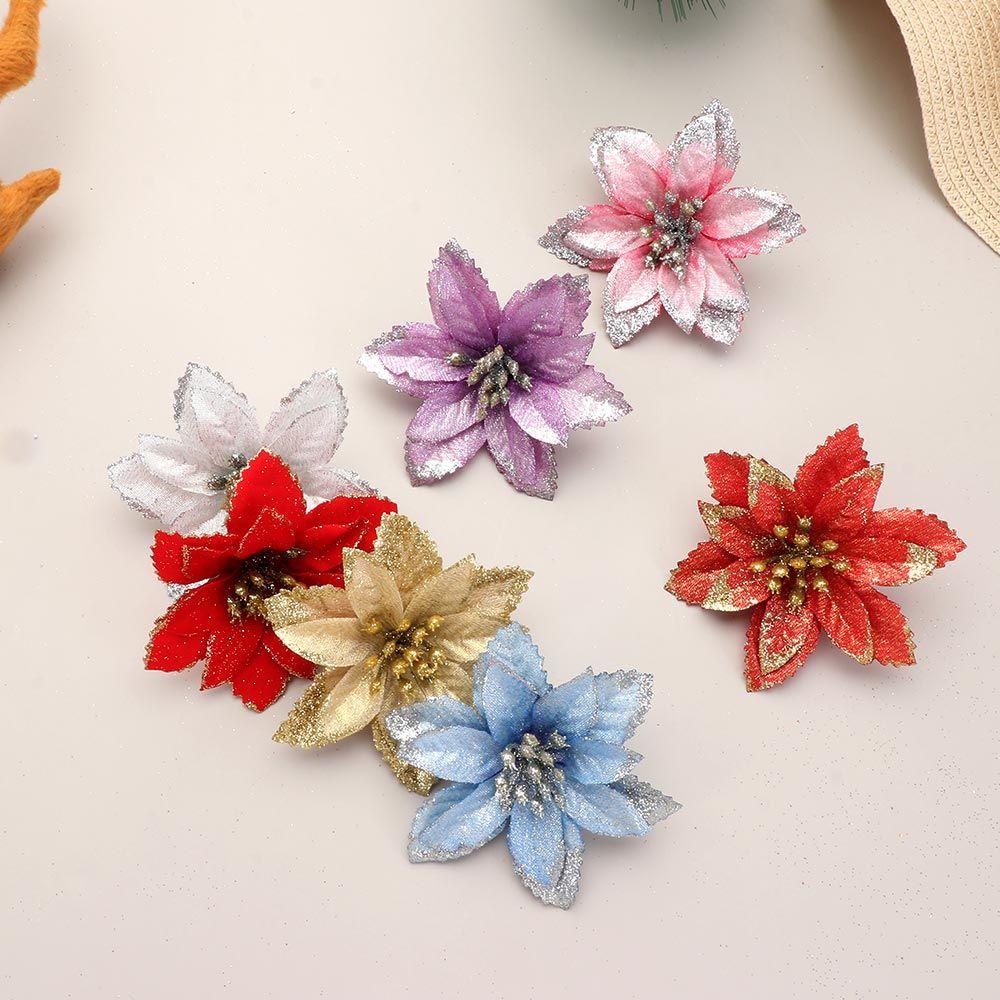 Year Decor Glitter Fake Flowers Christmas Flowers Christmas Tree Decorations Home Xmas Ornaments