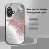 Metallic Butterfly For Apple IPhone 16 11 13 15 14 Pro Max 12 Mini 7 8 Plus XR X XS Elliptical Shaped Tempered Glass Phone Case