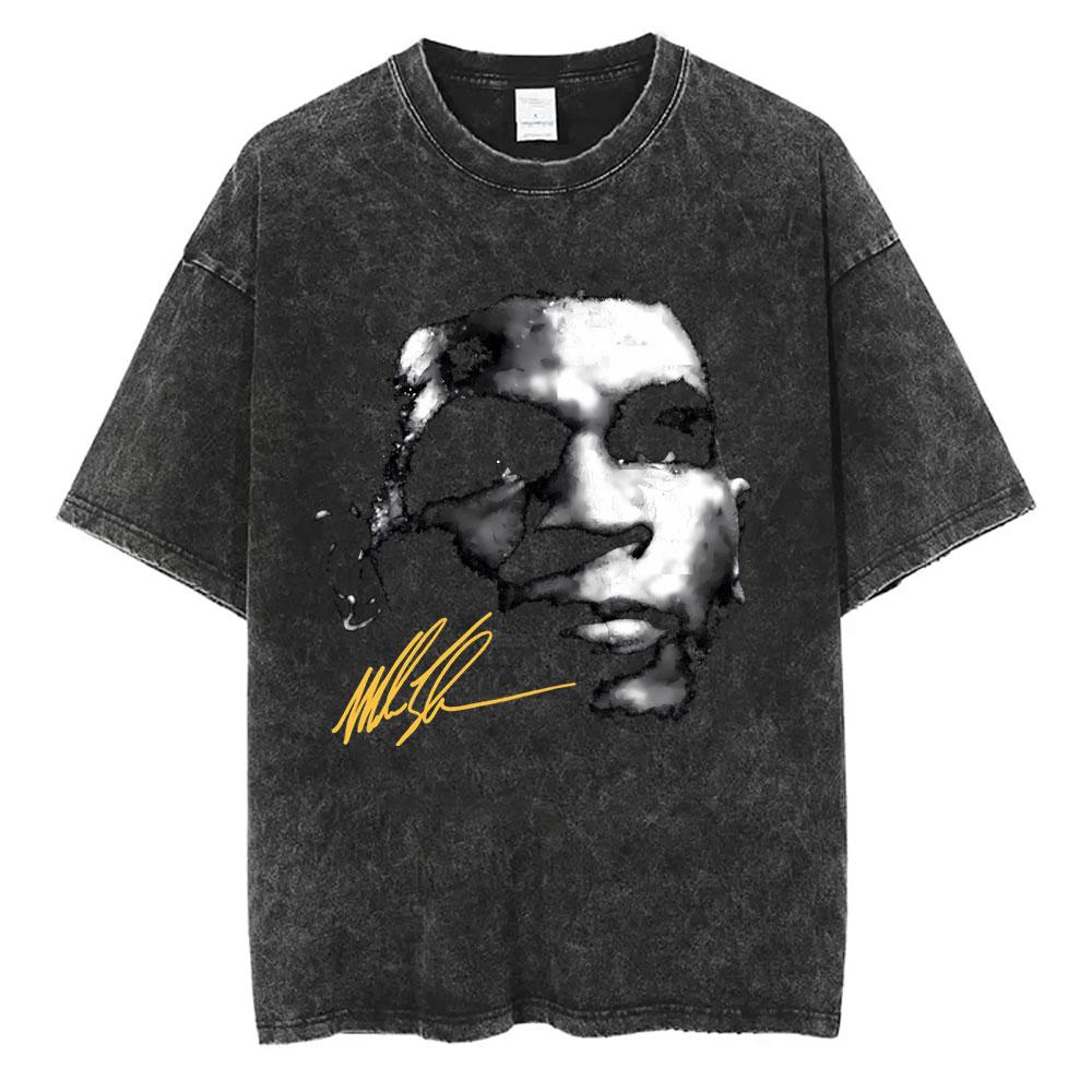 Gewaschenes Vintage Mike Tyson Prime Merch T-Shirt Herrenkleidung Hip Hop Gothic Rock T-Shirt Herren Fitnessstudio Übergroße T-Shirts Oberteile