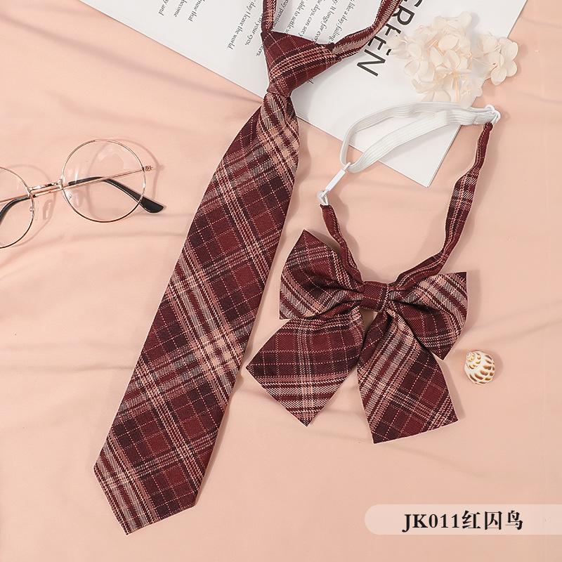 Japanese Korean Version Striped Jkdk College Style Red Cyan Gray Blue Shirt Men'S And Women'S Accessories Free Tie Tie Set