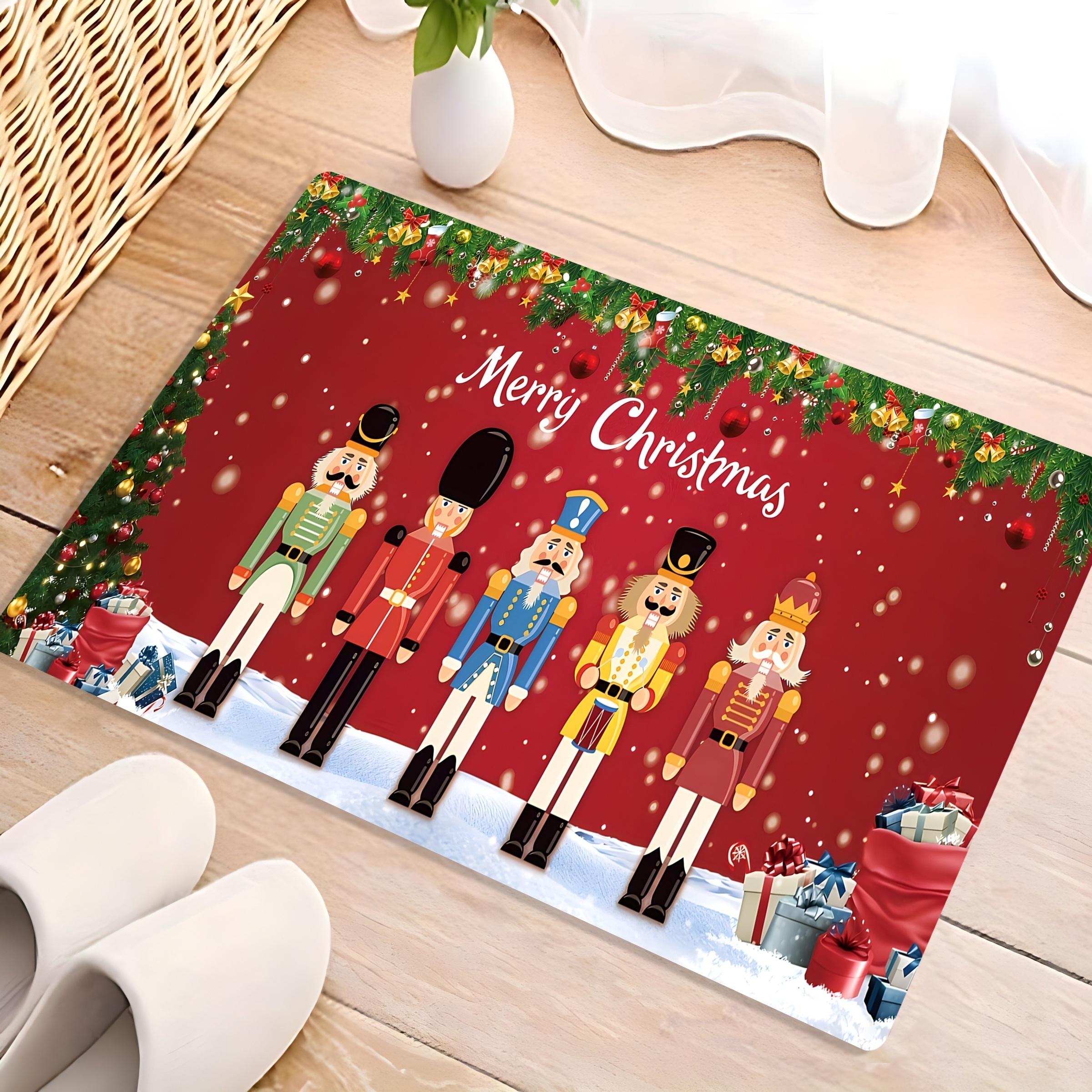 

Christmas Snowman Nutcracker Doormat, Premium Flannel Holiday Rug, Non-Slip Washable Fade-Resistant Door Carpet for Home 40x60cm