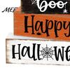 Orange And Black Party Props Halloween Ghost Decoration, Wooden Sign Tiered Tray Ornament, Farmhouse Decorative Seasonal Gifts Tabletop Centerpiece