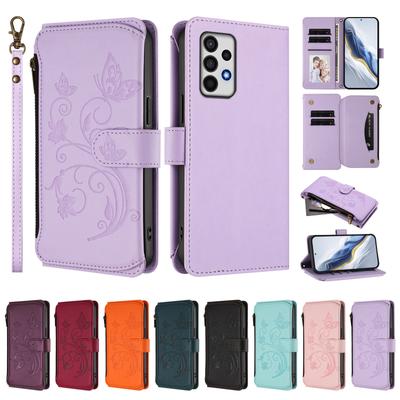 Faux Leather Flip Phone Case For Samsung Galaxy A72 A52 S A42 A32 A22 A12 A02 A71 A51 A41 A31 A21 A11 Zipper Wallet Card Cover