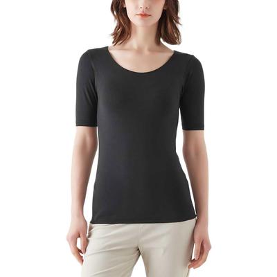 Gunze MH2048P Fire Acedron Short Sleeve Prevents Sweat from Chilling In Black Women's Innerwear, Thin, Moisture-Wicking, Heat-Generating, Winter,