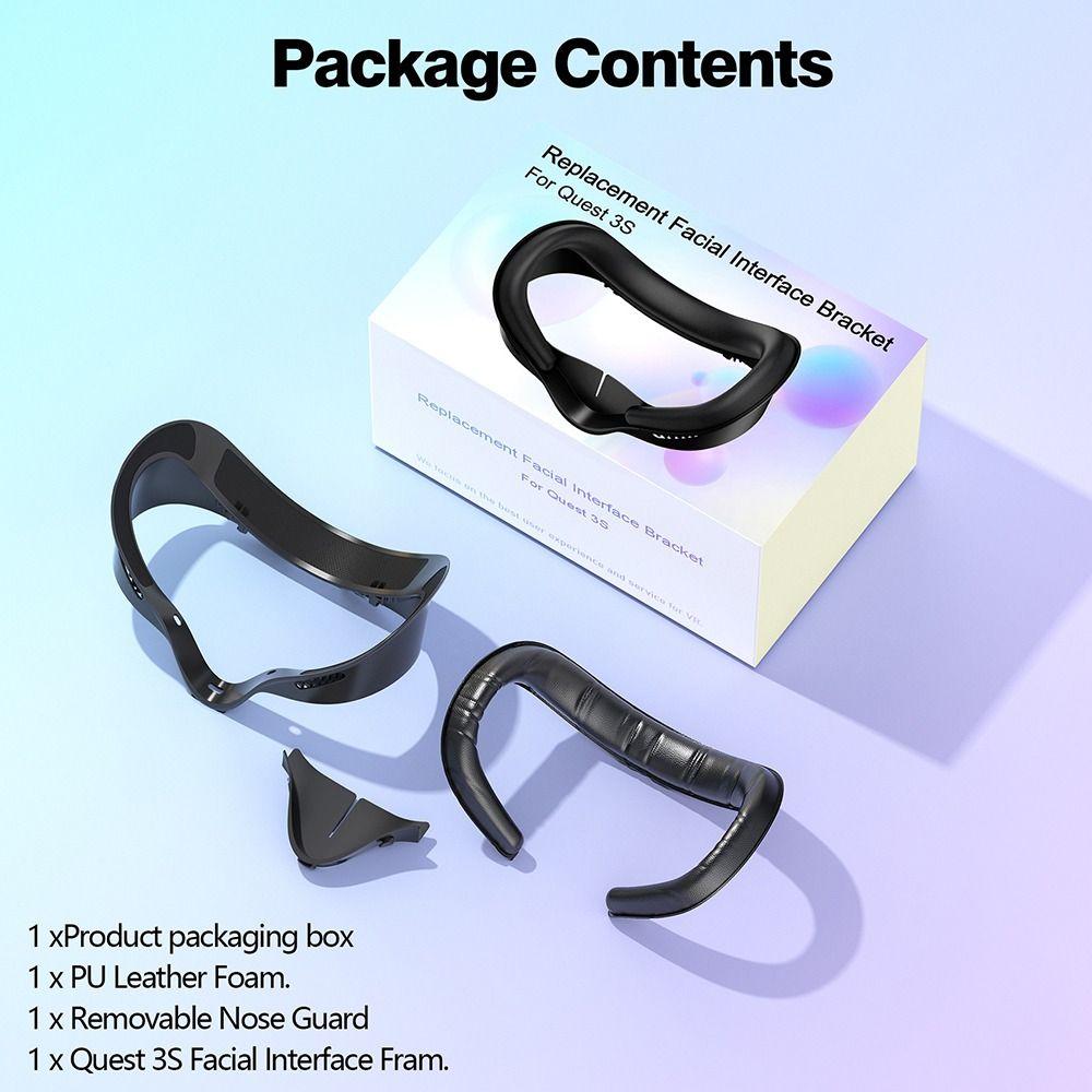 PU Leather Face Mask 3-in-1 Facial Interface Bracket Replacement Kit for Meta Quest 3S