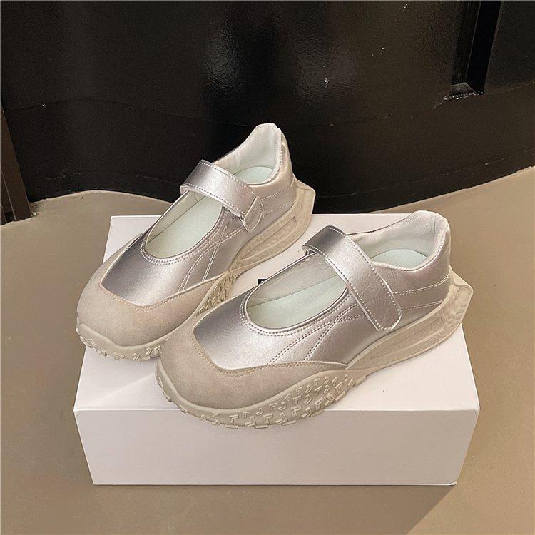 

Comfortable versatile shoes spring new Mary Jane shoes platform word with casual single shoes women 35 срібний