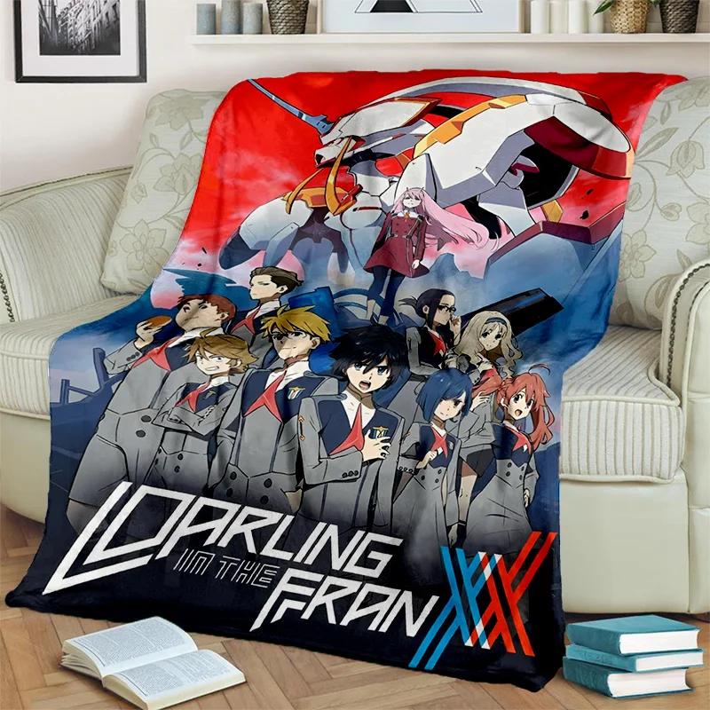 DARLING in The FRANXX Cartoon Zero Two Sexy dívčí deka, měkká přikrývka pro domácí ložnici Pohovka Pikniková deka pro děti