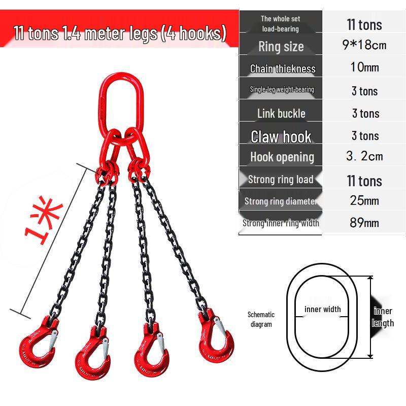 Complete Lifting Chain Sling with Hooks for Mining and Rigging