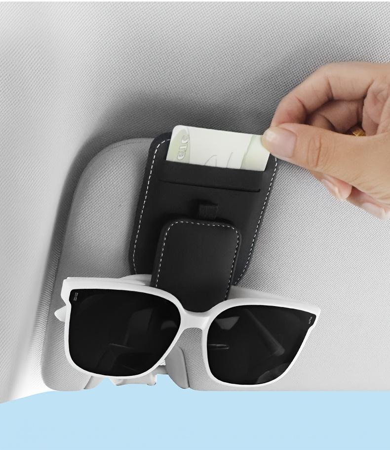 Car Sun Visor Glasses Clip with Dual Card Slot, Multifunction Sunglasses Holder and Interior Eyeglasses Storage Rack