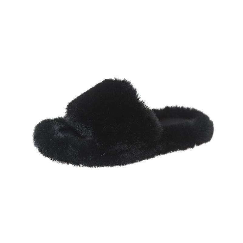 Plush fluffy fashion slippers women wear thick-soled fluffy dragging red shoes spring and autumn fluffy network 2025 autumn and winter new models