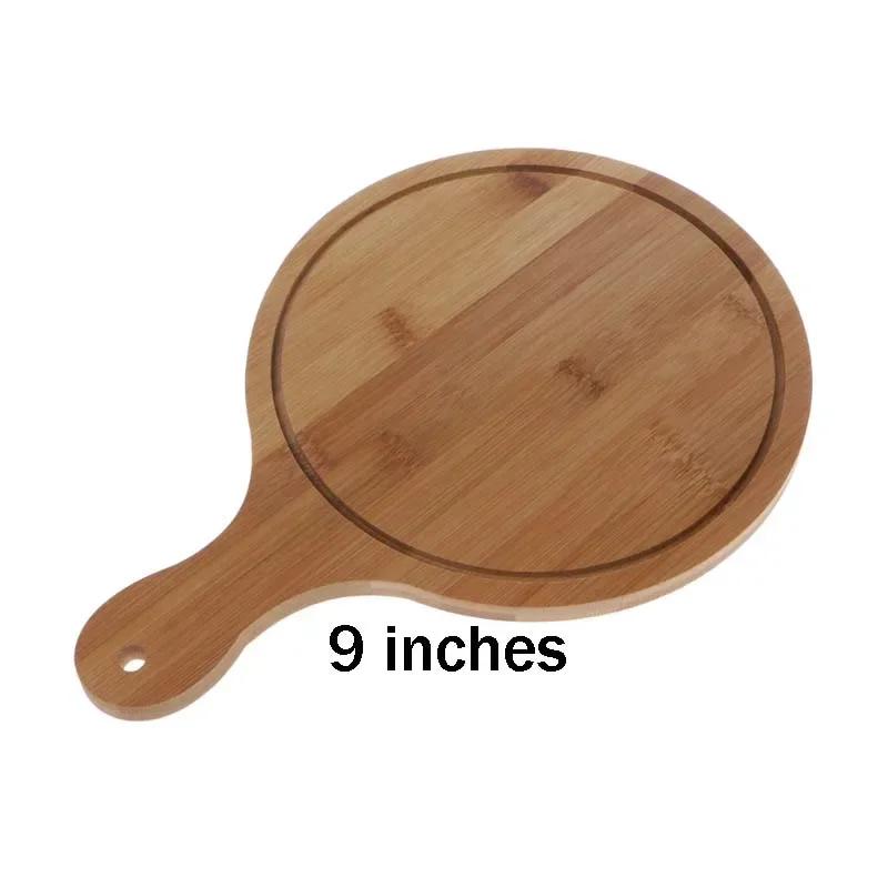 Neu 7/8/9 Zoll Langlebiges Rundes Holz-Pizza-Servierbrett Backschieber Schneidebrett Pizzaform Küchenzubehör Pizzablech