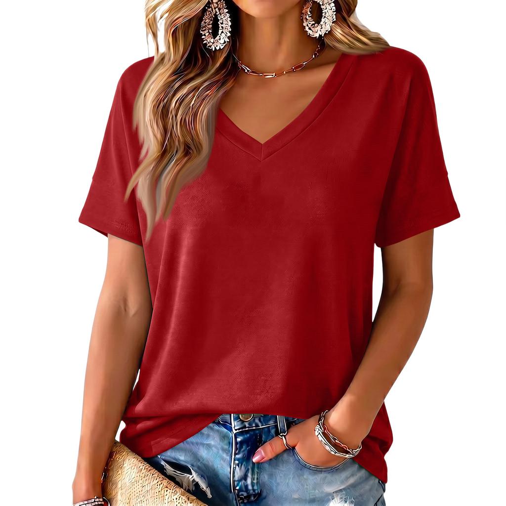 Women's V-Neck Printed Blouse, Lightweight Spring Summer Top