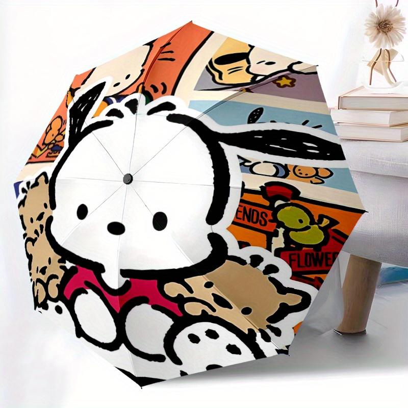 Pochacco Sanrio Automatic Opening and Closing Cartoon Umbrella, Lightweight 3-Fold, With Cute Cartoon Characters, Suitable for Home, Outdoor and Daily