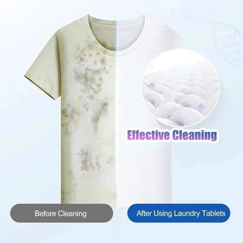 30/60/120pcs Soluble Laundry Tablets, Powerful Stain Remover, Laundry Soap Powder, Washing Machine Cleaning Tablets, Detergent