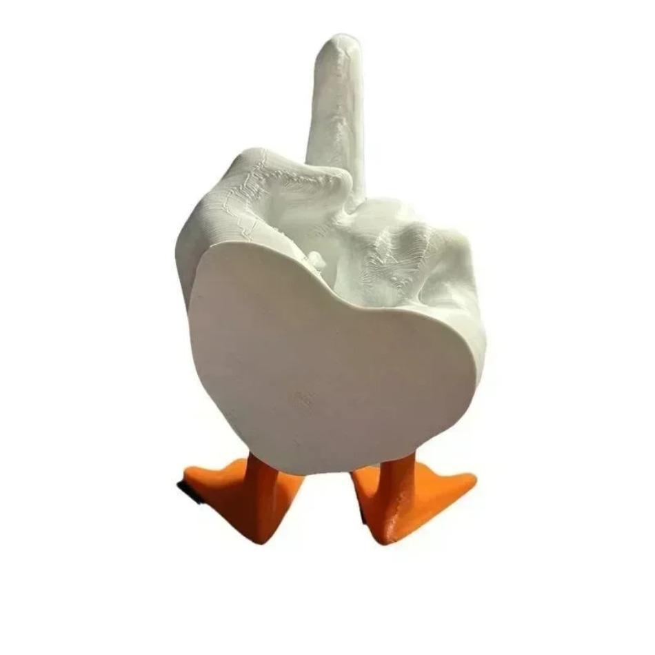 1 Pcs New Duck Funny Eco-Friendly Resin Crafts Duck Ornaments Middle Finger Design for Home Courtyard Outdoor Spoof Decorations