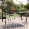 Garden Dining Table Black 200 x 100 x 74 cm Steel and Tempered Glass