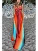 2025 Spaghetti Strap Gradient Island Style Beach Dress