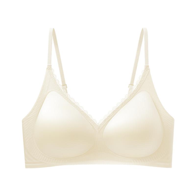 Traceless jelly soft support upper support gathering bra anti-sagging light luxury light-sensitive satin seamless underwear