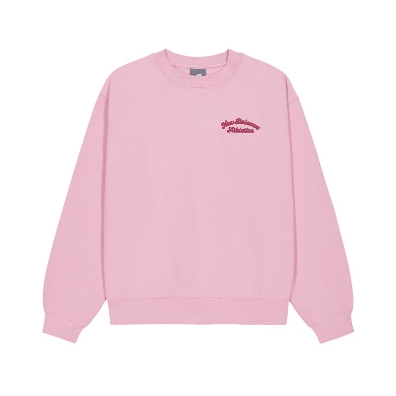New Balance Sweatshirts Women s Pink Crew Neck Moderate WT53516-PTF L