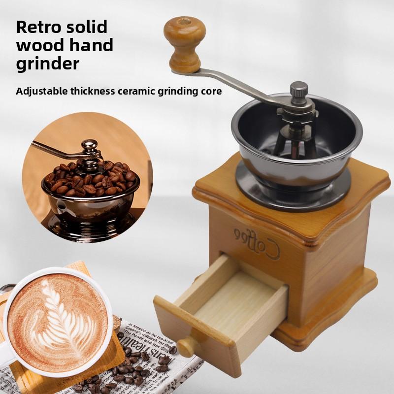 Vintage Manual Coffee Grinder with Drawers,anti Slip Base,adjustable Coarse and Fine Particle Size,used for Home Use and Travel