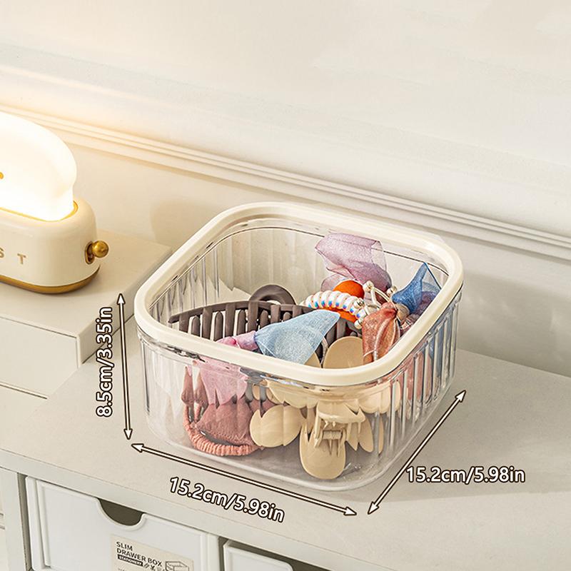 1ks Průhledný úložný box na šperky a vlasové doplňky Mini stolní odpadkový koš pro domácí použití