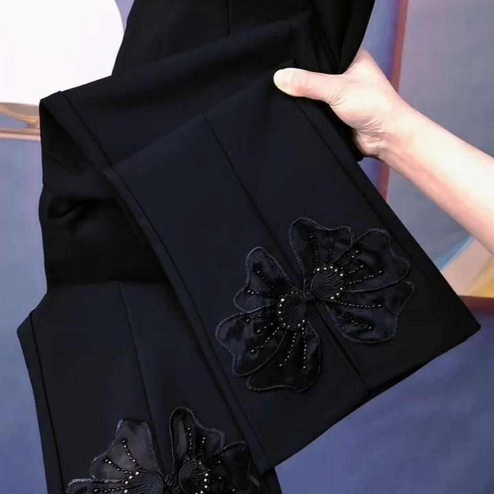 Damskie elastyczne wszechstronne spodnie dzwony z wysokim stanem, długości dziewięciominutowej, lekko rozszerzane.