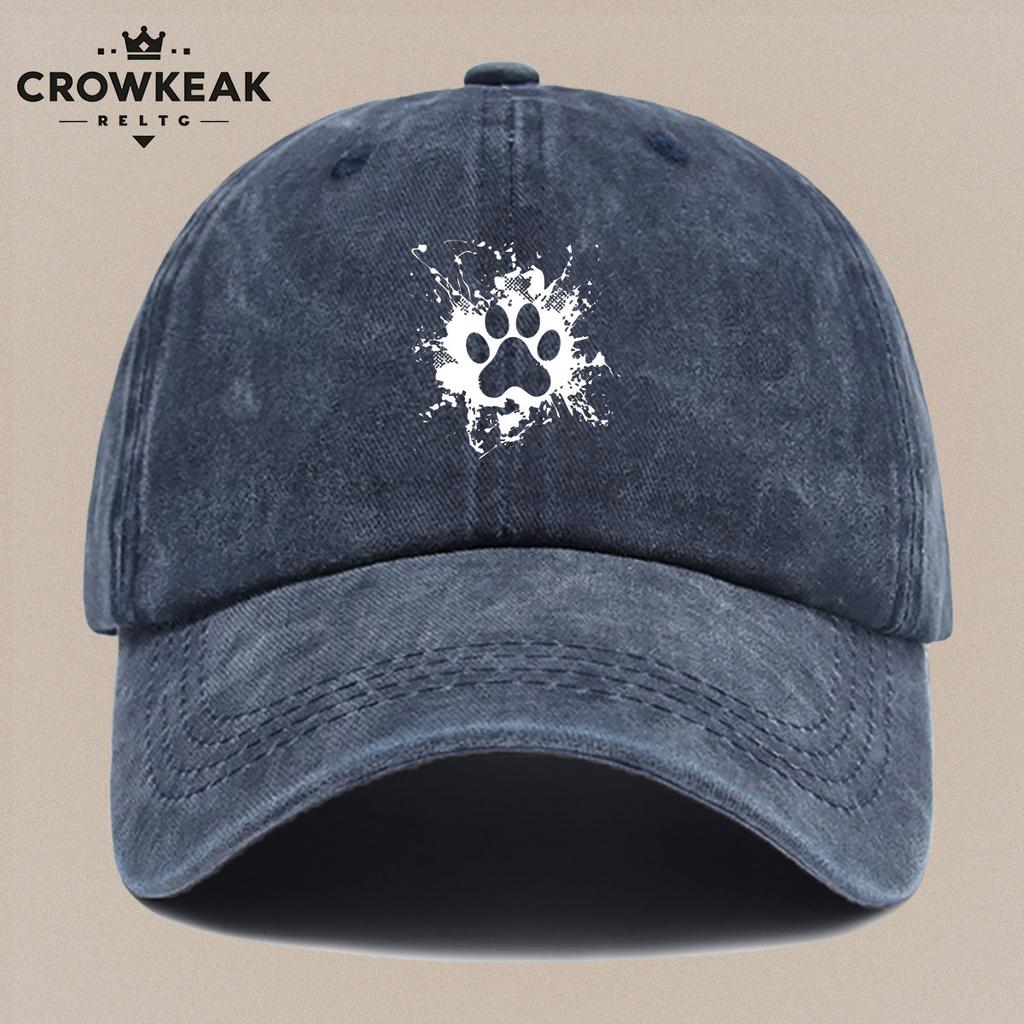 pc Creative Ink Splash Paw Print Pattern Baseball Cap Trendy Individual Duckbill Hat Fashionable Street Style Design Unisex