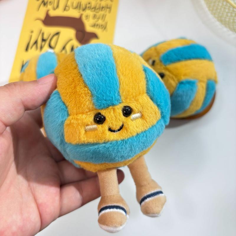 Fun Sports Beach Volleyball Plush Toy Keychain Cartoon Volleyball Soft Stuffed Doll Pendant Car Key Ring Backpack Bag Decor
